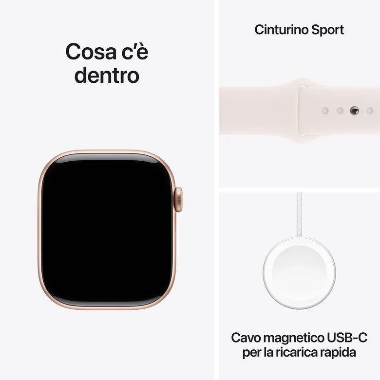 APPLE Watch Series 10 GPS 46mm in alluminio color oro rosa con cinturino Sport rosa fard - S/M