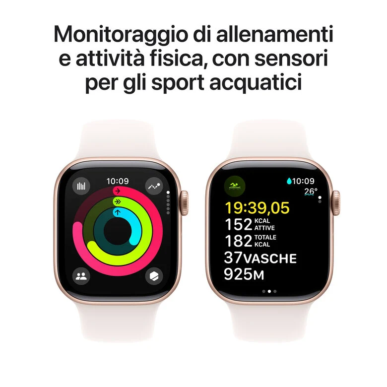 Apple Watch Series 10 Serie 10 GPS 42mm Cassa in Alluminio color Oro Rosa con Light Blush Sport Band - M/L
