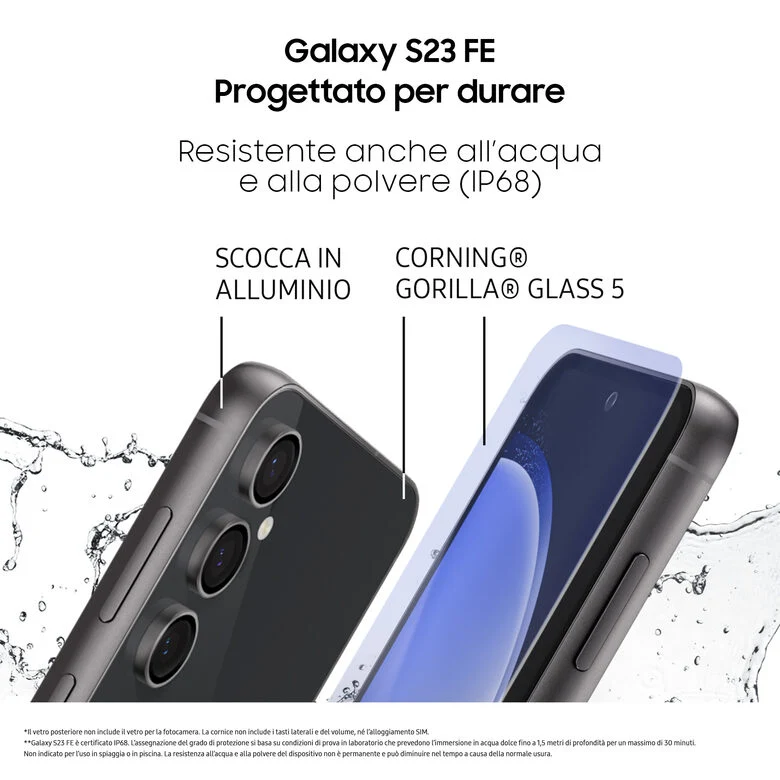 Samsung Galaxy S23 FE Graphite + Buds FE Graphite, Smartphone display Dynamic AMOLED 2X 6.4'', Android 14, Camera 50MP, 8GB RAM, 128GB, Cuffie Bluetooth True Wireless (ANC)