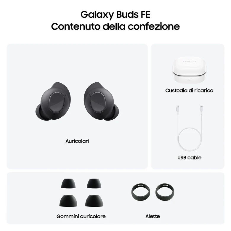 Samsung Galaxy S23 FE Graphite + Buds FE Graphite, Smartphone display Dynamic AMOLED 2X 6.4'', Android 14, Camera 50MP, 8GB RAM, 128GB, Cuffie Bluetooth True Wireless (ANC)