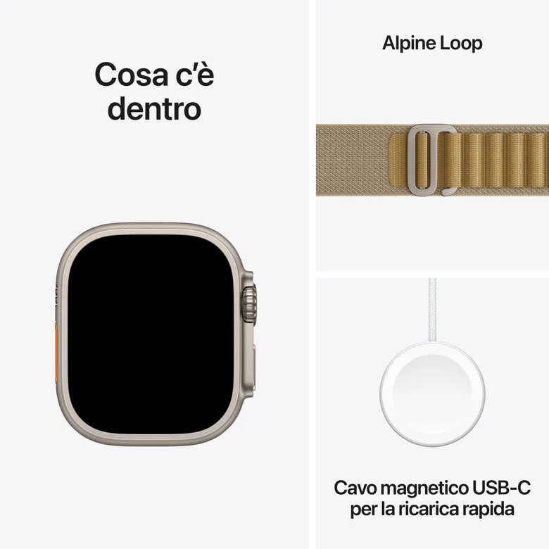 Apple Watch Ultra 2 GPS + Cellular 49mm Cassa in Titanio con Tan Alpine Loop - Medium