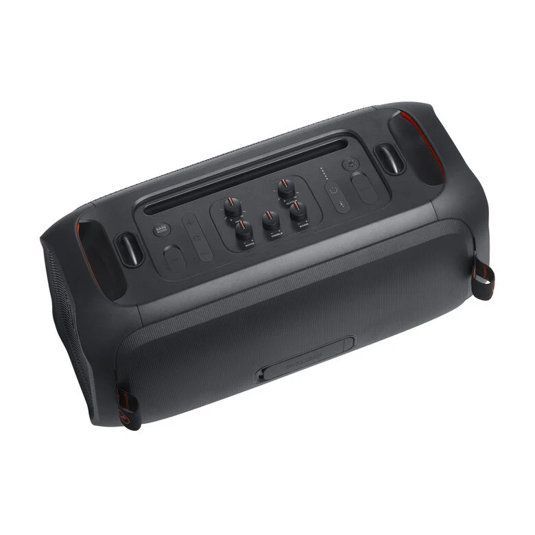 JBL PartyBox On-the-Go Essential Speaker Portatile Wireless per Feste, con Luci Integrate e Bassi Profondi, Protezione Splashproof IPX4, Microfono Wireless, Tracolla per Trasporto, Nero