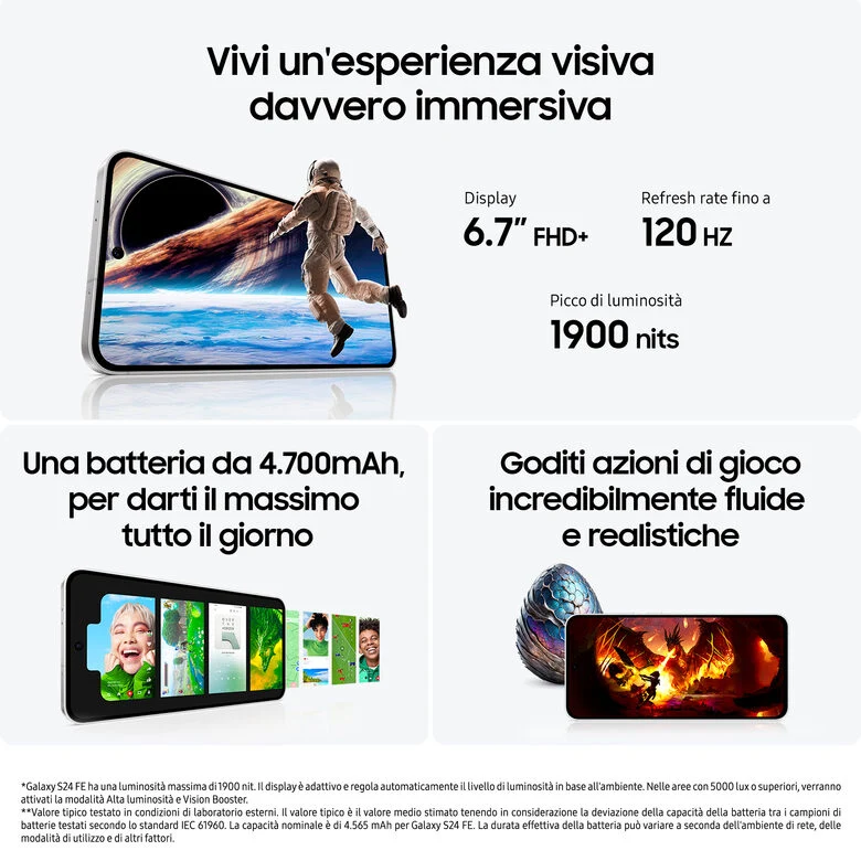 Samsung Galaxy S24 FE Smartphone AI, 8GB RAM, 128GB, Graphite