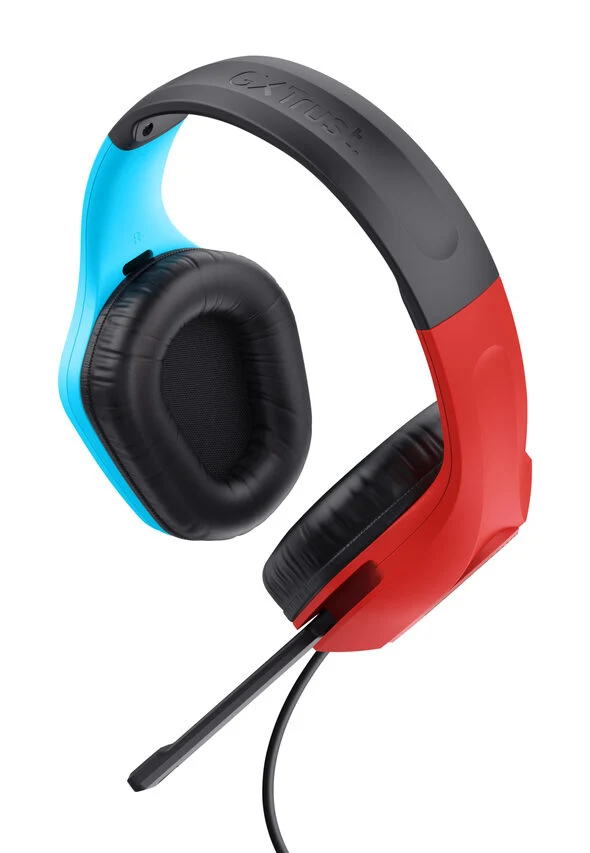 Trust GXT 416S Zirox Auricolare Cablato A Padiglione Giocare Nero, Ciano, Rosso