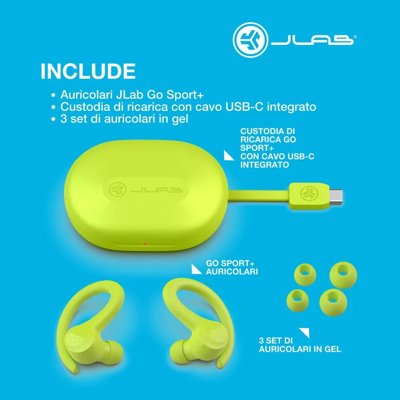 JLab Go Air Sport Cuffie True Wireless Stereo (TWS) In-ear Bluetooth Giallo