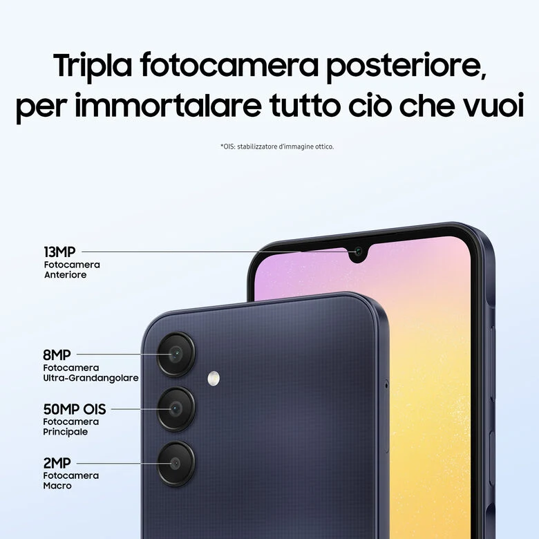 Samsung Galaxy A25 5G Display sAMOLED 6.5" FHD+, Android 14, 6GB RAM, 128GB, Batteria 5.000 mAh, Memoria espandibile fino a 1TB, Yellow