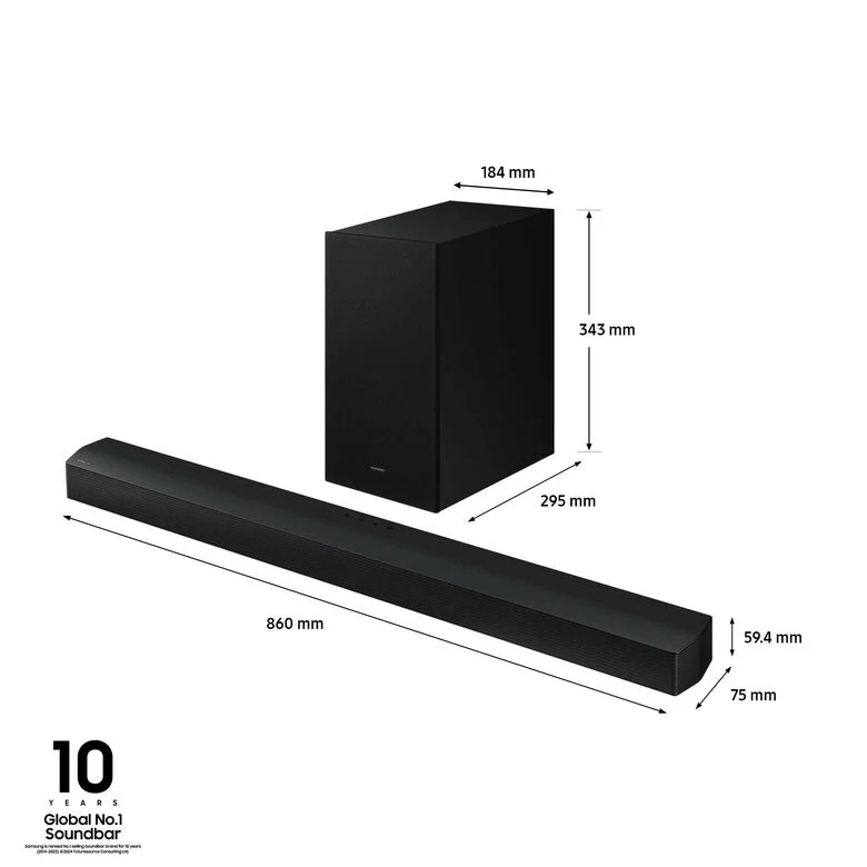 Samsung Soundbar HW-B650D/ZF Serie B, 4 Speaker, Wireless Dolby 5.1ch, Audio a 3.1 Canali, Surround sound expansion, Compatibile con Alexa e Google Assistant, Black