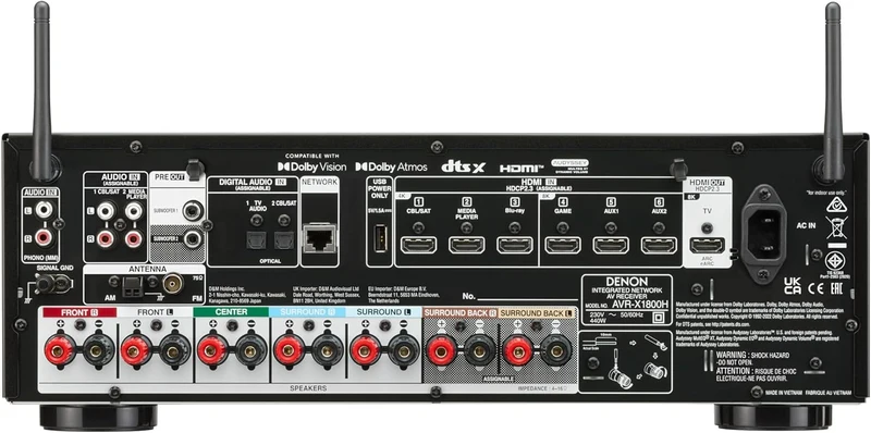 Denon AVR-X1800H 7.2 AV sintoamplificatore nero 8K Dolby Atmos, HEOS Built-in