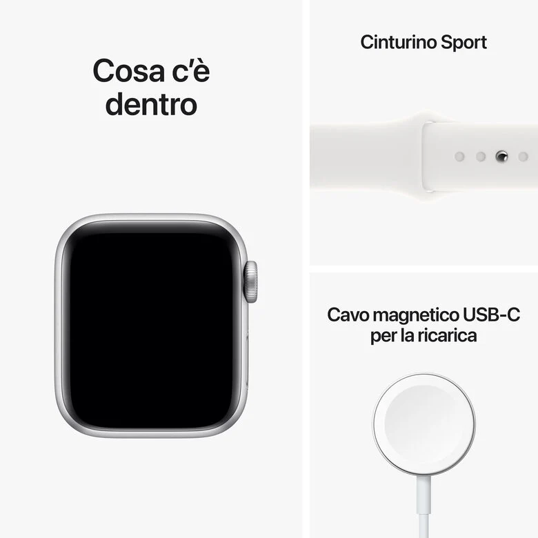 Apple Watch SE GPS 40mm Cassa in Alluminio color Argento con Cinturino Sport Band Bianco - Regular