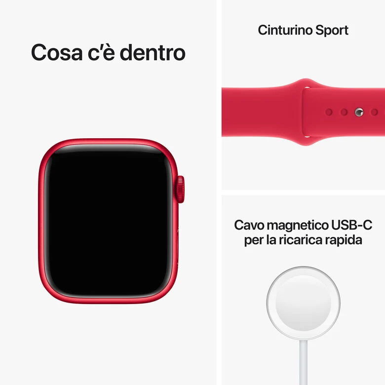 Apple Watch Series 8 GPS 45mm Cassa in Alluminio color (PRODUCT)RED con Cinturino Sport Band (PRODUCT)RED - Regular
