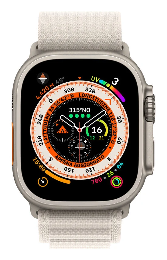 Apple Watch Ultra GPS + Cellular, 49mm Cassa in Titanio con Cinturino Alpine Loop Galassia - Medium