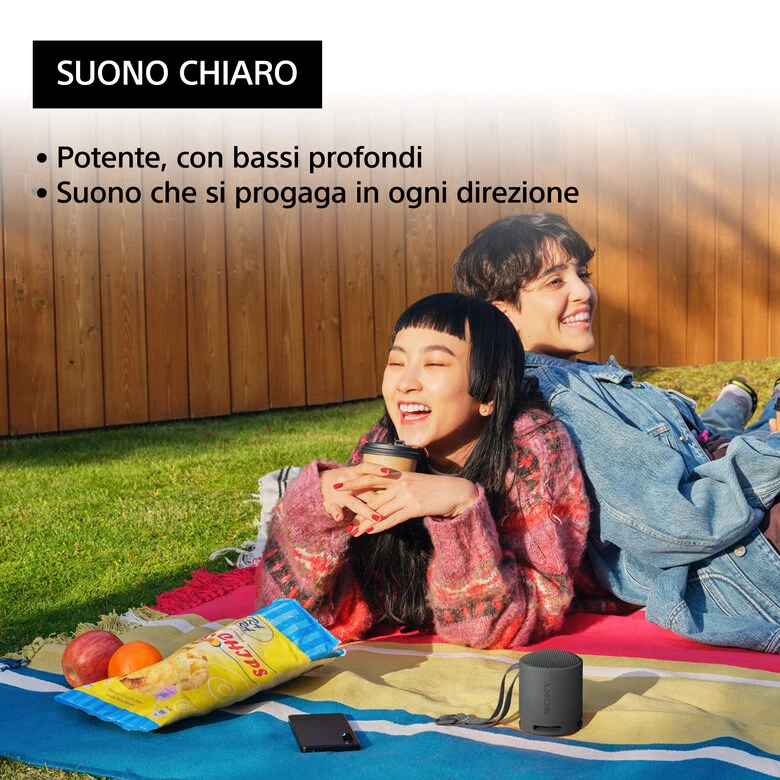 Sony SRS-XB100 - Speaker Wireless Bluetooth, portatile, leggero, compatto, da esterno, da viaggio, resistente IP67 impermeabile e antipolvere, batteria da 16 ore, cinturino versatile, chiama