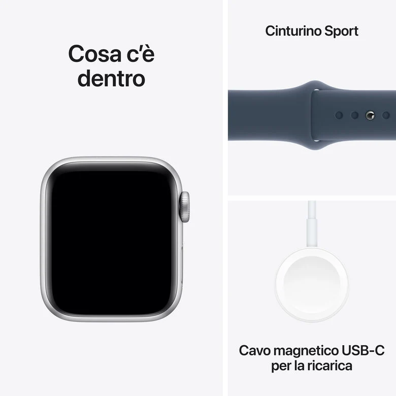 Apple Watch SE GPS Cassa 40mm in Alluminio Argento con Cinturino Sport Blu Tempesta - S/M