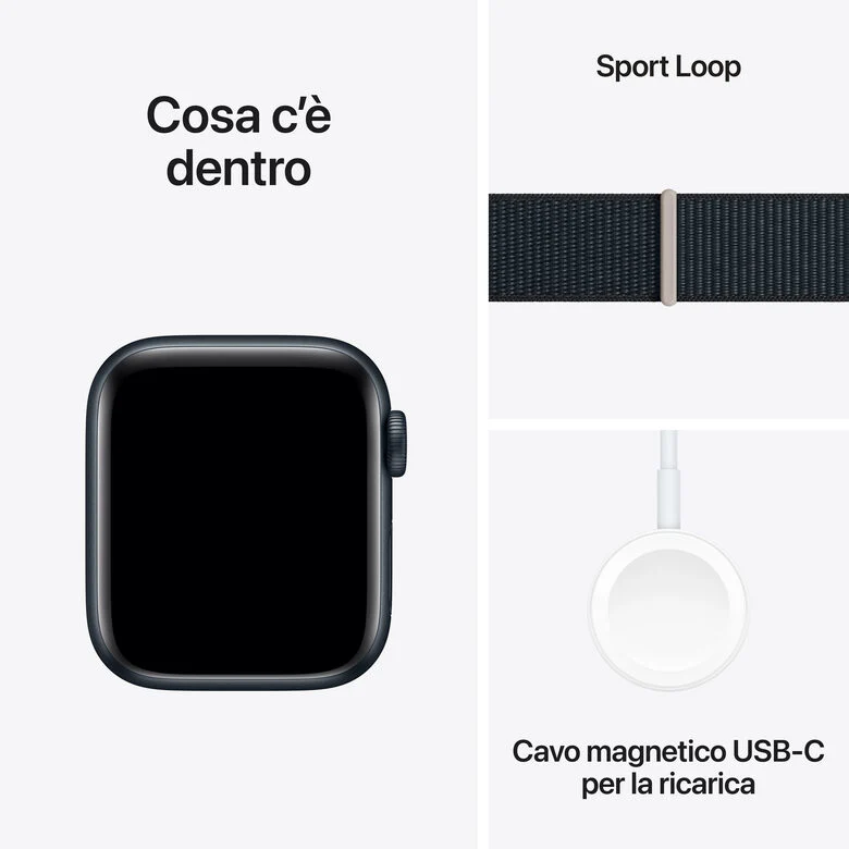 Apple Watch SE GPS Cassa 40mm in Alluminio Mezzanotte con Cinturino Sport Loop Mezzanotte