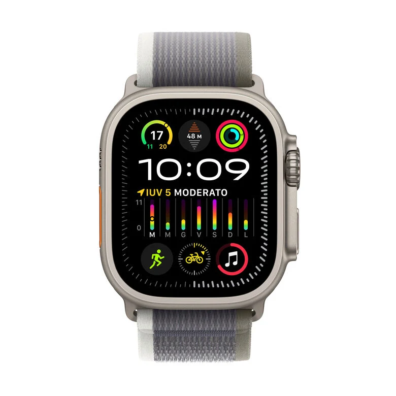 Apple Watch Ultra 2 GPS + Cellular, Cassa 49m in Titanio con Verde/Grigio Trail Loop - M/L