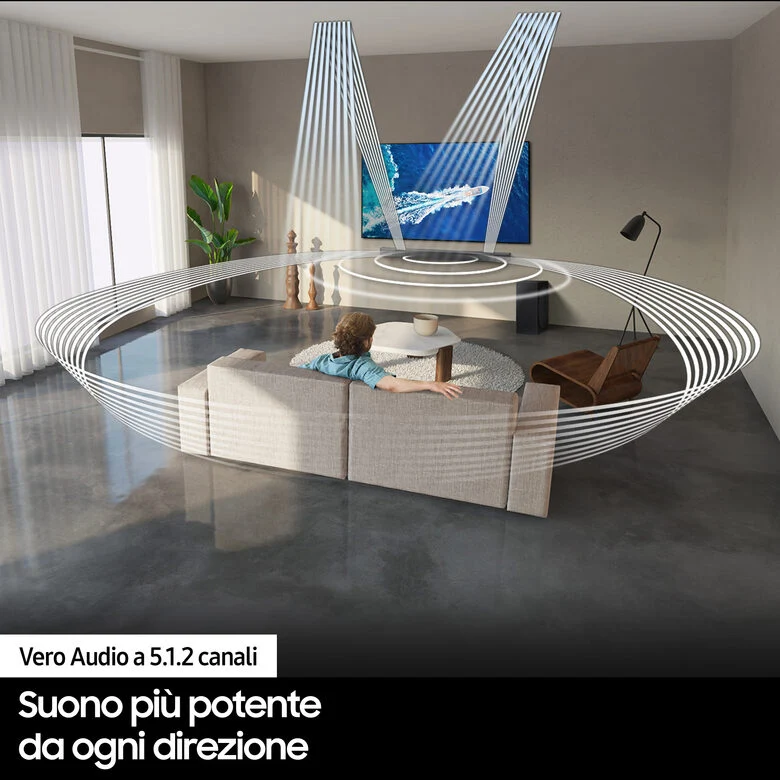 Samsung Soundbar HW-S800B/ZF con subwoofer 3.1.2 canali 330W, audio 3D, effetto cinema surround, gaming mode, design ultra sottile