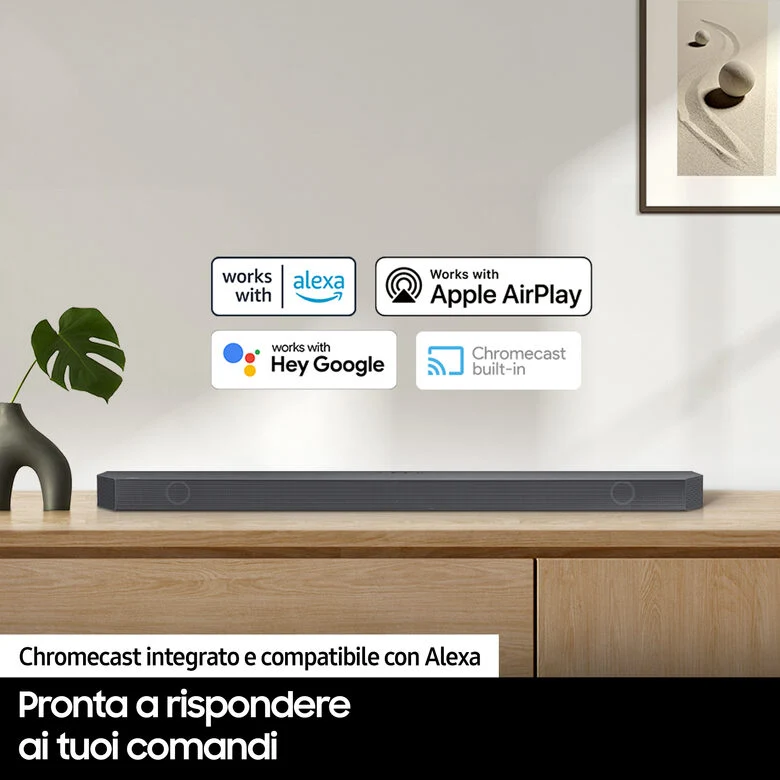Samsung Soundbar HW-S800B/ZF con subwoofer 3.1.2 canali 330W, audio 3D, effetto cinema surround, gaming mode, design ultra sottile