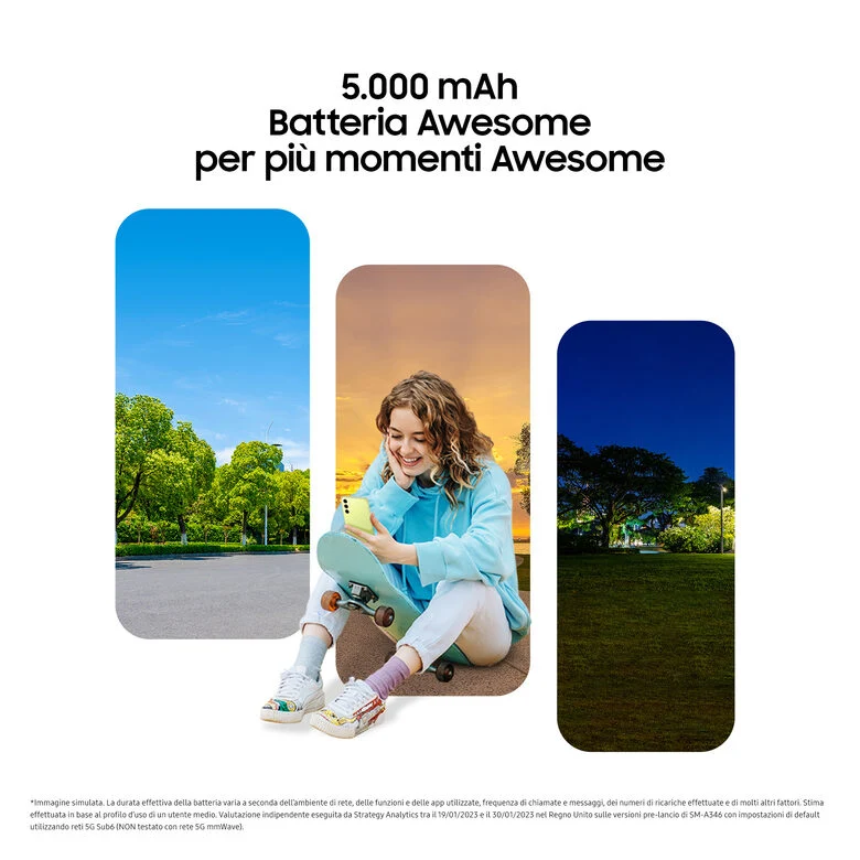Samsung Galaxy A34 5G Display FHD+ Super AMOLED 6.6”, Android 13, 6GB RAM, 128GB, Doppia SIM, Batteria 5.000 mAh, Awesome Graphite