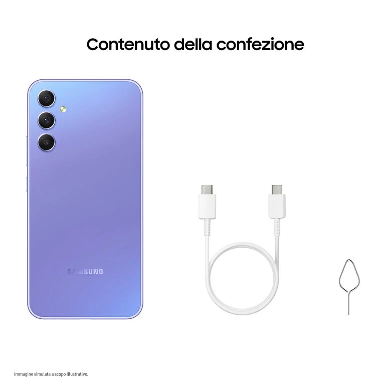 Samsung Galaxy A34 5G Display FHD+ Super AMOLED 6.6”, Android 13, 6GB RAM, 128GB, Doppia SIM, Batteria 5.000 mAh, Awesome Violet
