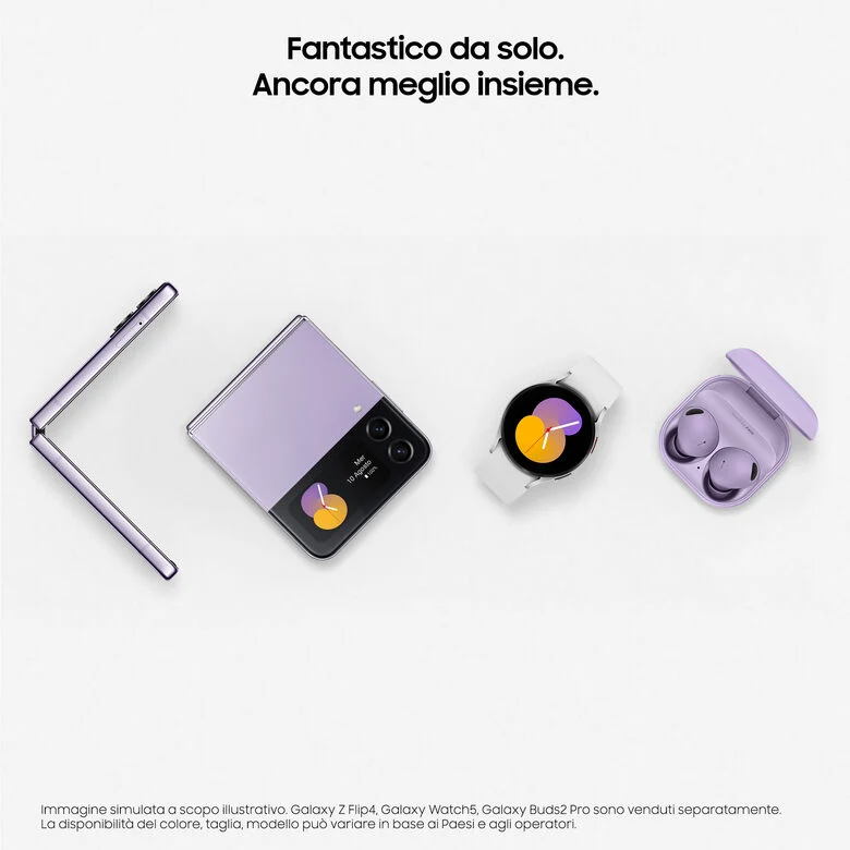 Samsung Galaxy Z Flip4 128GB Bora Purple RAM 8GB Display 1,9" Super AMOLED/6,7" Dynamic AMOLED 2X