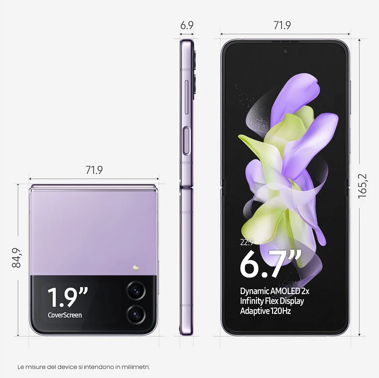 Samsung Galaxy Z Flip4 256GB Bora Purple RAM 8GB Display 1,9" Super AMOLED/6,7" Dynamic AMOLED 2X