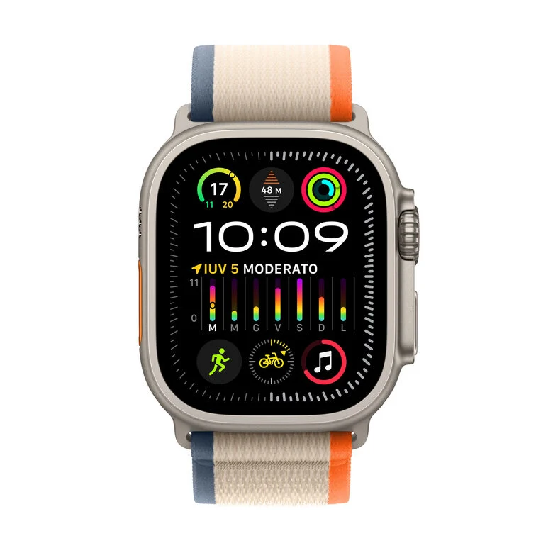 Apple Watch Ultra 2 GPS + Cellular, Cassa 49m in Titanio con Arancione/Beige Trail Loop - M/L