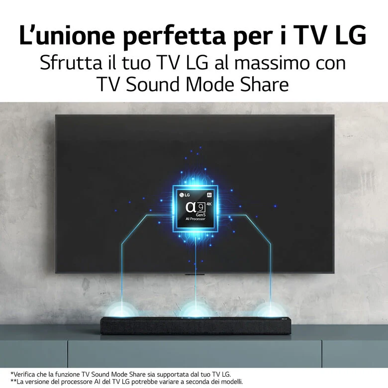 LG Soundbar S60Q 300W 2.1 canali, Dolby Atmos Virtual, 4K Pass Through