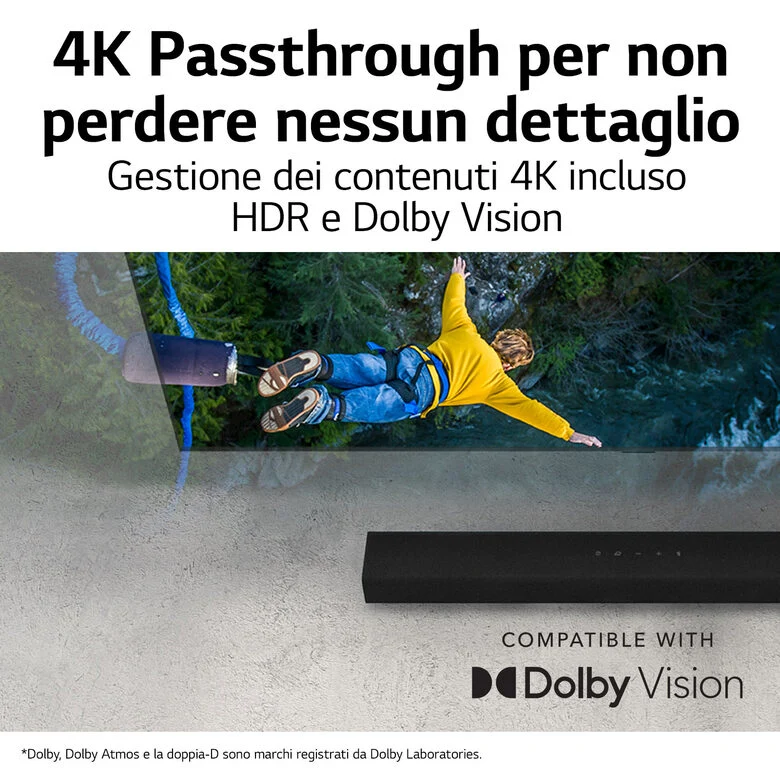 LG Soundbar S60Q 300W 2.1 canali, Dolby Atmos Virtual, 4K Pass Through
