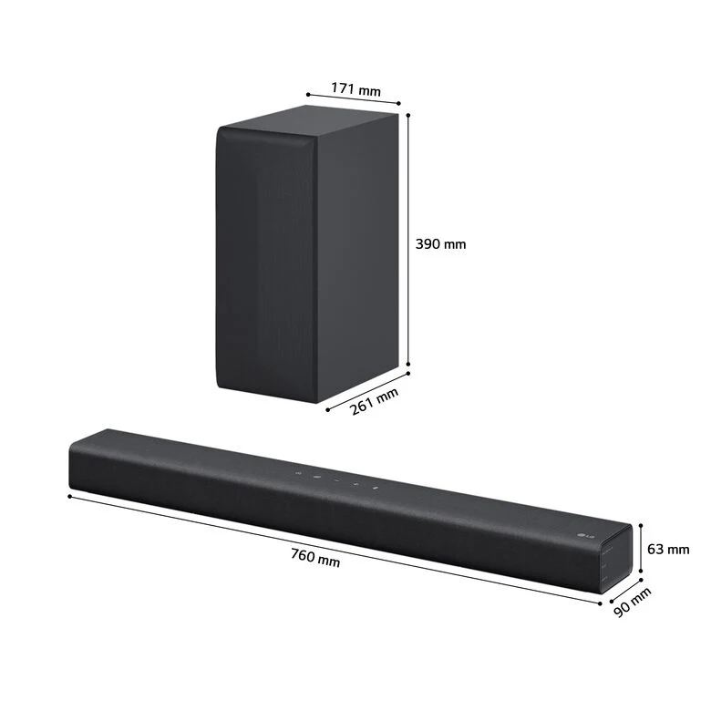 LG Soundbar S60Q 300W 2.1 canali, Dolby Atmos Virtual, 4K Pass Through