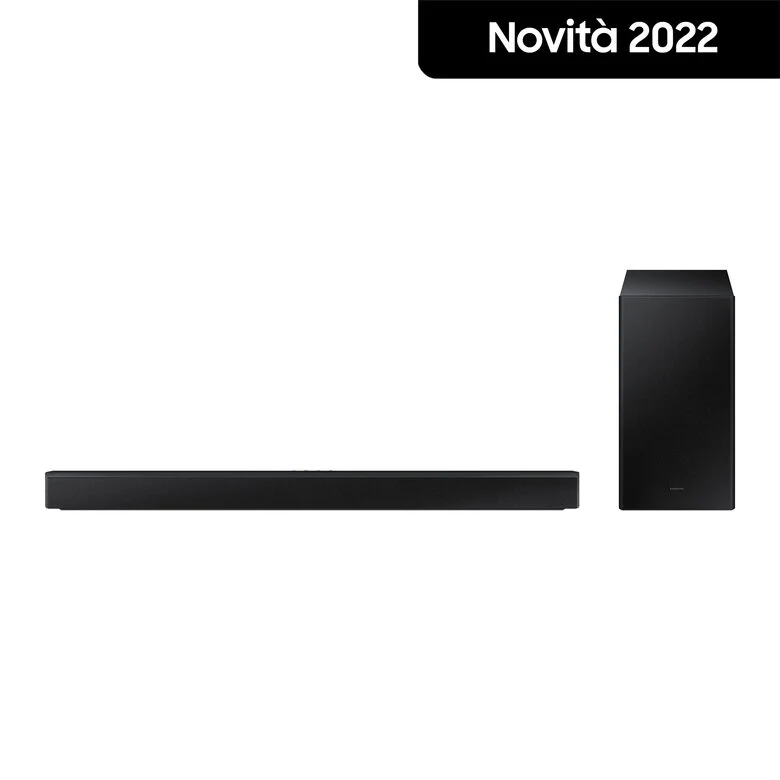 Samsung Soundbar HW-B450/ZF con subwoofer 2.1 canali 300W, bassi profondi, effetto surround, suone ottimizzato, unico telecomando