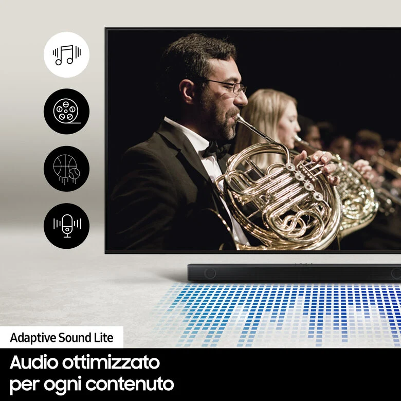 Samsung Soundbar HW-B550/ZF con subwoofer 2.1 canali 410W, audio 3D, suono ottimizzato, bassi profondi, gaming mode
