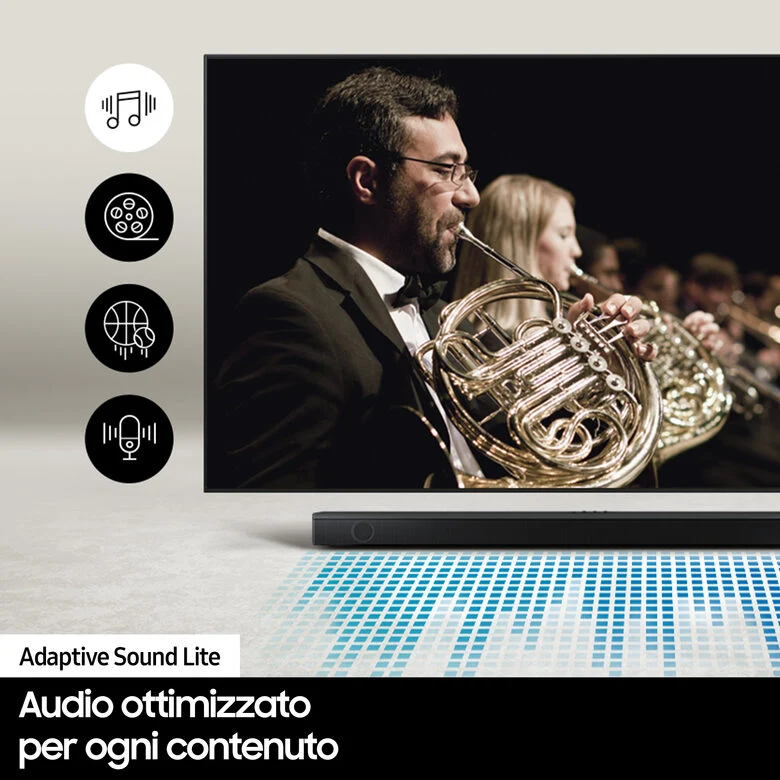 Samsung Soundbar HW-B650/ZF con subwoofer 3.1 canali 430W, audio 3D, suono bilanciato, uniforme e ottimizzato, bassi profondi