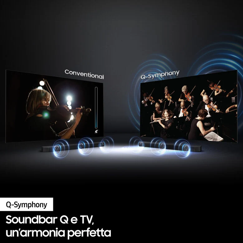 Samsung Soundbar HW-Q700B/ZF con subwoofer 3.1.2 canali 320W, audio 3D wireless ottimizzato, effetto cinema surround