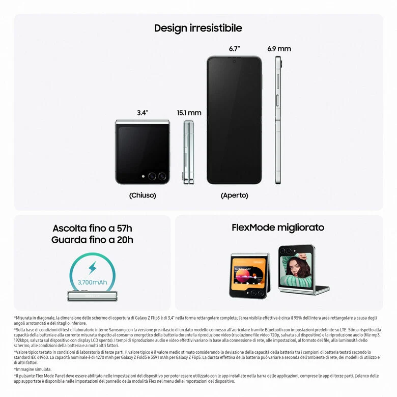 Samsung Galaxy Z Flip5 RAM 8GB Display 3,4" Super AMOLED/6,7" Dynamic AMOLED 2X Lavender 512GB