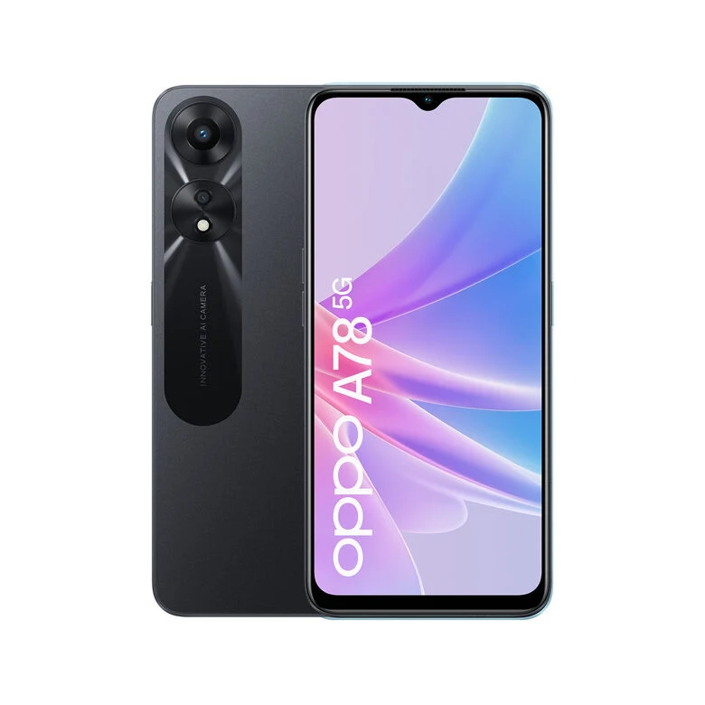 OPPO A78 5G Smartphone, AI Doppia fotocamera 50+2MP, Selfie 8GB, Display 6.56” 90HZ LCD, 5000mAh, RAM 8 (Esp 12GB/14GB/16GB) + ROM 128GB (esp1TB), IPX4, [Versione Italia], Glowing Black