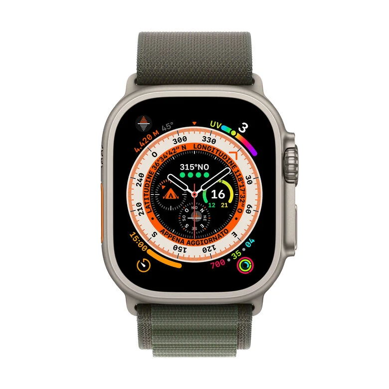 Apple Watch Ultra GPS + Cellular, 49mm Cassa in Titanio con Cinturino Alpine Loop Verde - Small
