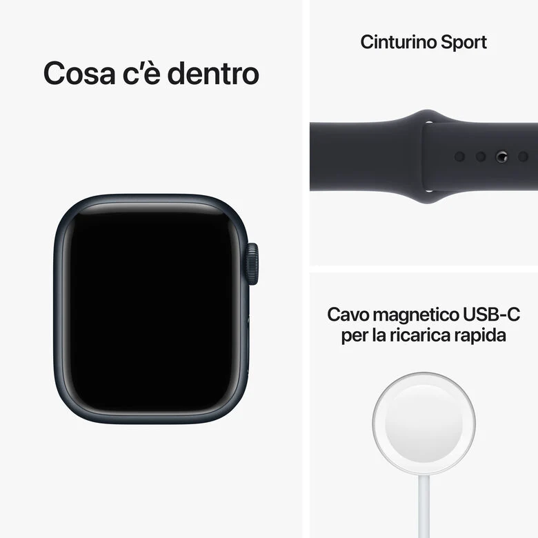 Apple Watch Series 8 GPS + Cellular 41mm Cassa in Alluminio color Mezzanotte con Cinturino Sport Band Mezzanotte - Regular