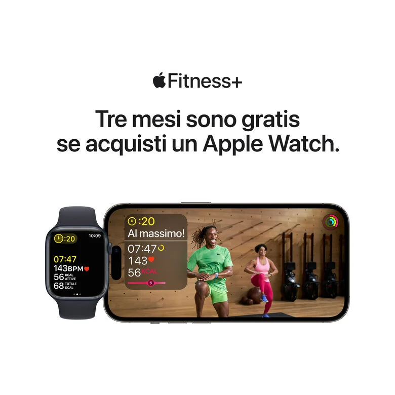 Apple Watch Series 8 GPS + Cellular 41mm Cassa in Alluminio color Mezzanotte con Cinturino Sport Band Mezzanotte - Regular