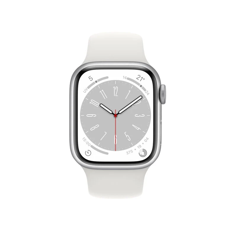Apple Watch Series 8 GPS + Cellular 41mm Cassa in Alluminio color Argento con Cinturino Sport Band Bianco - Regular