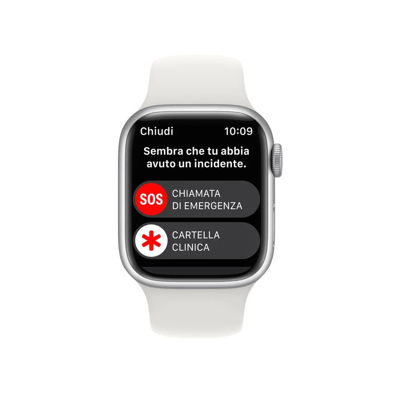 Apple Watch Series 8 GPS + Cellular 41mm Cassa in Alluminio color Argento con Cinturino Sport Band Bianco - Regular