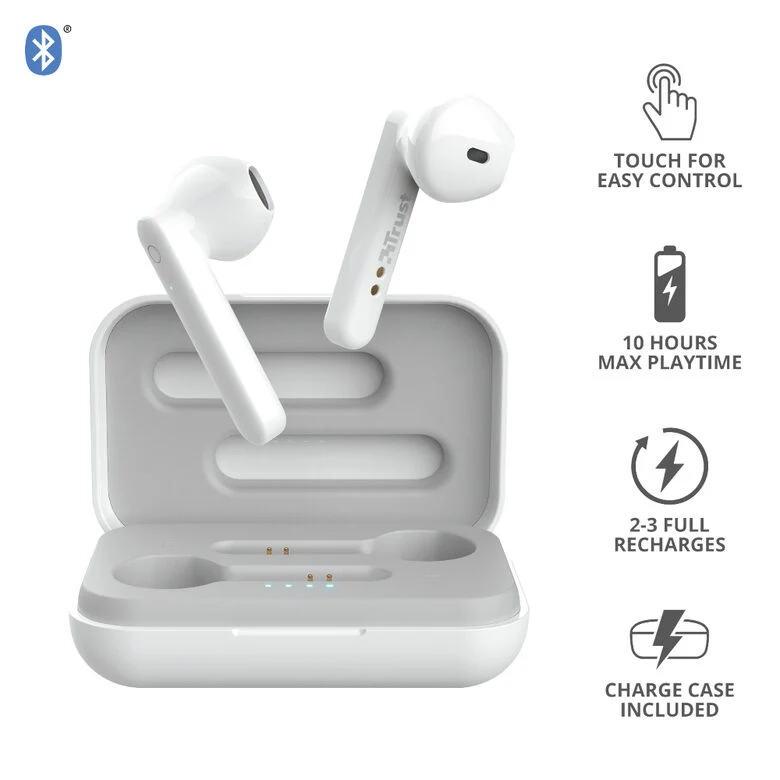 Trust Primo Auricolare Wireless In-ear Musica e Chiamate Bluetooth Bianco