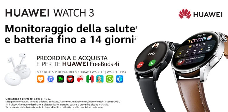 Huawei WATCH 3 L11E, Acciaio inossidabile, cinturino in pelle marrone