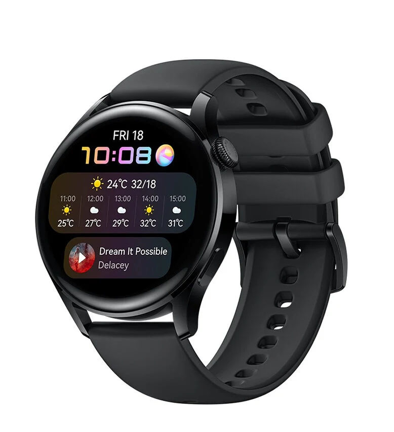 Huawei WATCH 3 L11E, Black, cinturino in fluoroelastomero nero