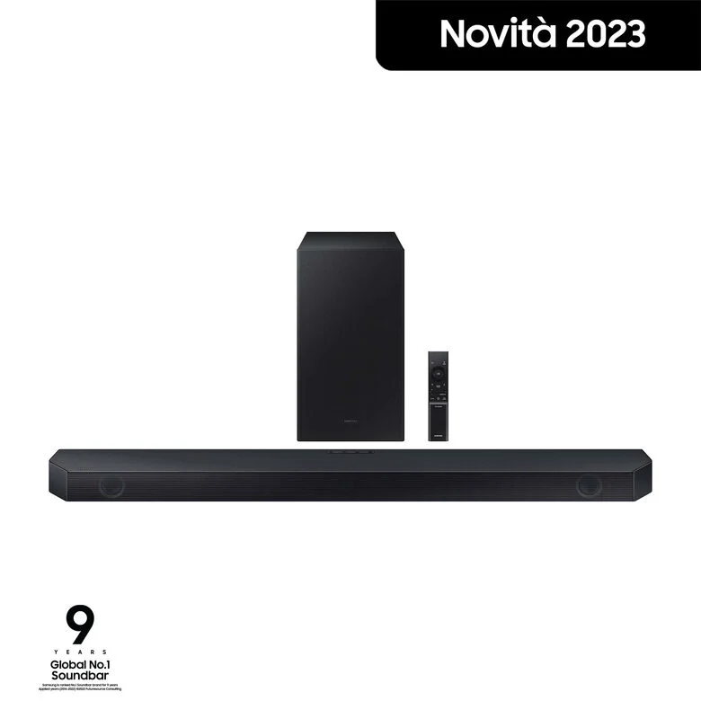 Samsung Soundbar HW-Q600C/ZF Serie Q, 9 speaker, Wireless Dolby Atmos, Audio a 3.1.2 canali, Q-Simphony, Compatibile con Alexa e Google Assistant, Black