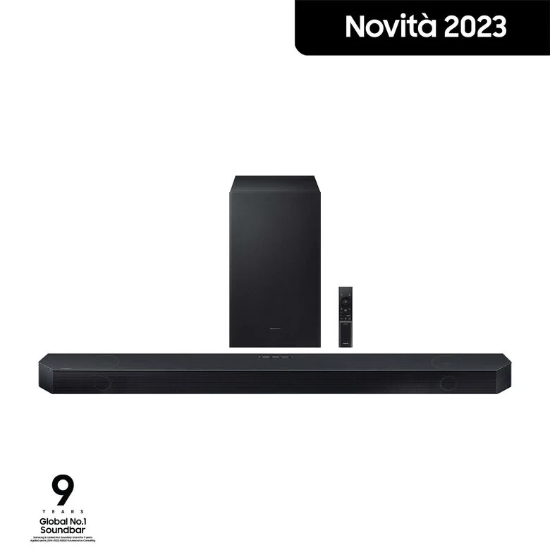 Samsung Soundbar HW-Q700C/ZF Serie Q, 9 speaker, Wireless Dolby Atmos, Audio a 3.1.2 canali, Q-Simphony, Compatibile con Alexa e Google Assistant, Black