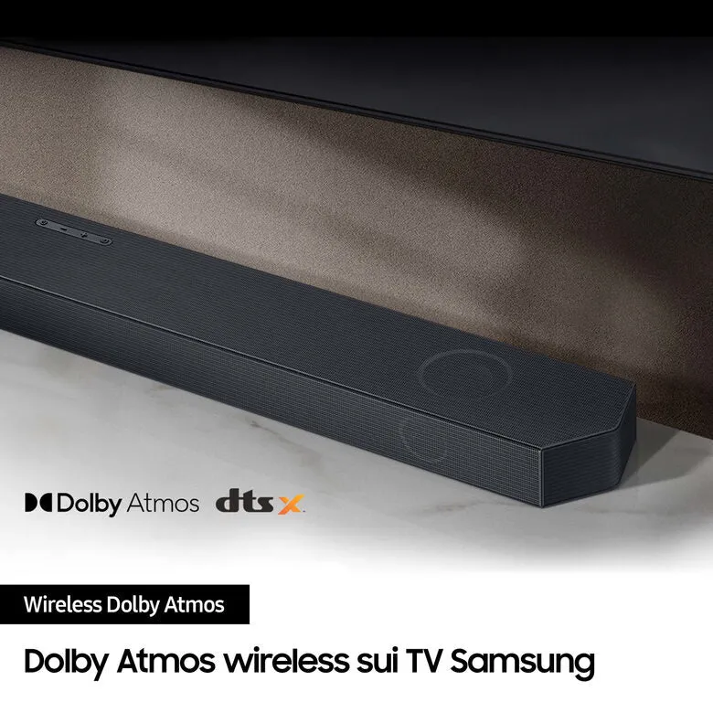 Samsung Soundbar HW-Q700C/ZF Serie Q, 9 speaker, Wireless Dolby Atmos, Audio a 3.1.2 canali, Q-Simphony, Compatibile con Alexa e Google Assistant, Black