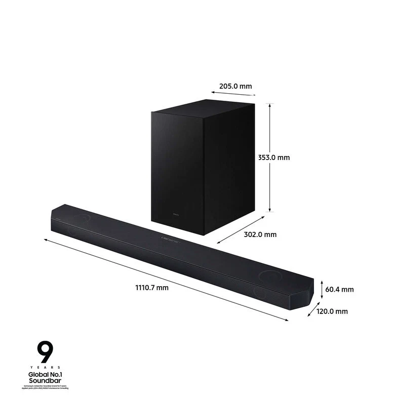 Samsung Soundbar HW-Q700C/ZF Serie Q, 9 speaker, Wireless Dolby Atmos, Audio a 3.1.2 canali, Q-Simphony, Compatibile con Alexa e Google Assistant, Black