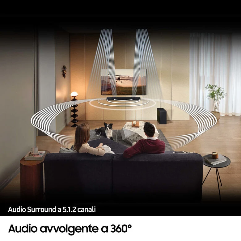 Samsung Soundbar HW-Q800C/ZF Serie Q, 11 speaker, Wireless Dolby Atmos, Audio a 5.1.2 canali, Q-Simphony, Compatibile con Alexa e Google Assistant, Black