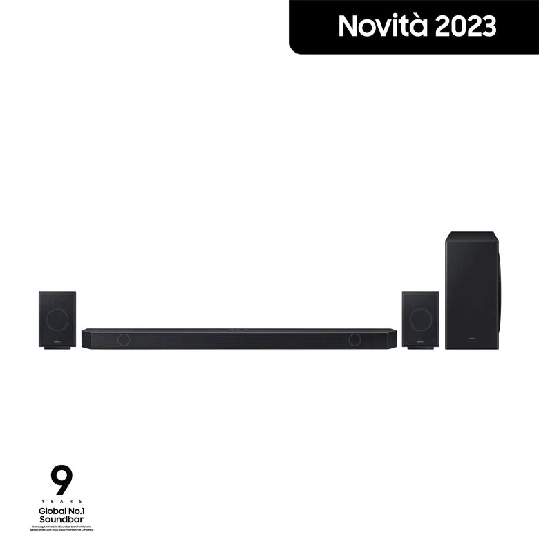 Samsung Soundbar HW-Q930C/ZF Serie Q, 17 speaker, Wireless Dolby Atmos, Audio a 9.1.4 canali, Q-Simphony, Compatibile con Alexa e Google Assistant, Black