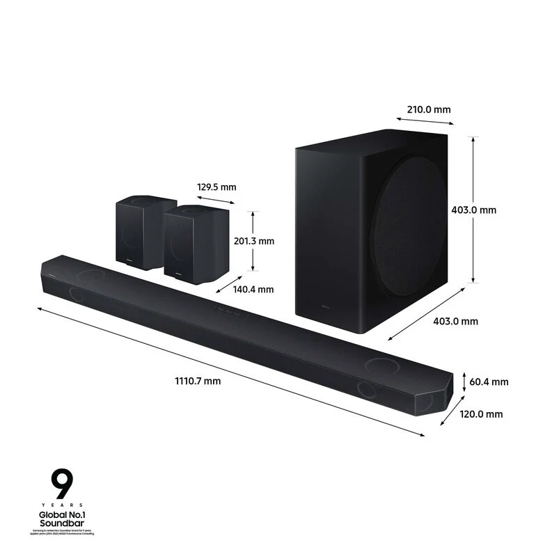 Samsung Soundbar HW-Q930C/ZF Serie Q, 17 speaker, Wireless Dolby Atmos, Audio a 9.1.4 canali, Q-Simphony, Compatibile con Alexa e Google Assistant, Black